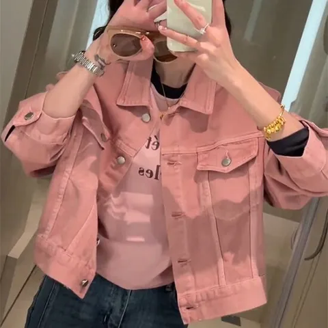 [아리엘스타일]봄핑크 데님아우터 코밀레자켓