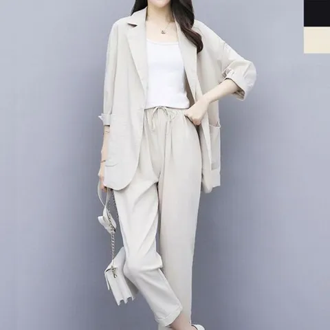 여자여름정장세트 1P 롤업 자켓 밴딩팬츠 세미정장