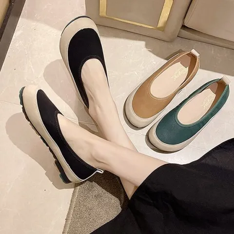 [이쁘다슈즈] 어퓨즈 배색 플랫 슬립온