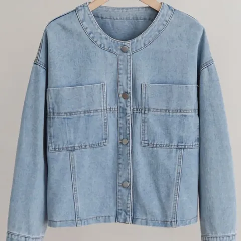 여성 봄 여름 라운드 워싱 데님 청 자켓