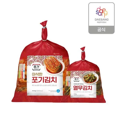 종가 아삭한 포기김치 4.4kg + 열무김치 1.5kg, 총 6.3kg