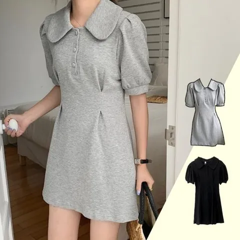 미니 카라 원피스 호캉스 호텔 하객룩 A라인 반팔