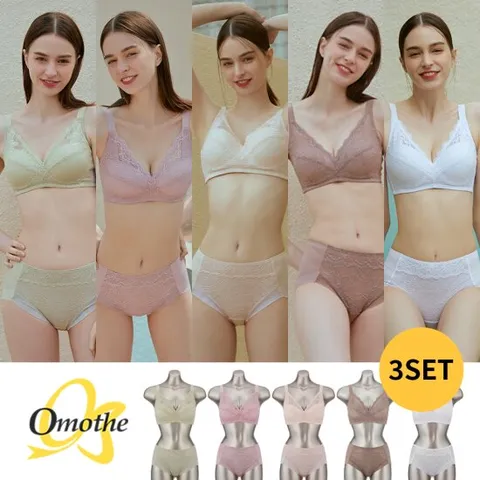 오모떼 한겹보정 레이스 브라렛팬티 6종세트/택일