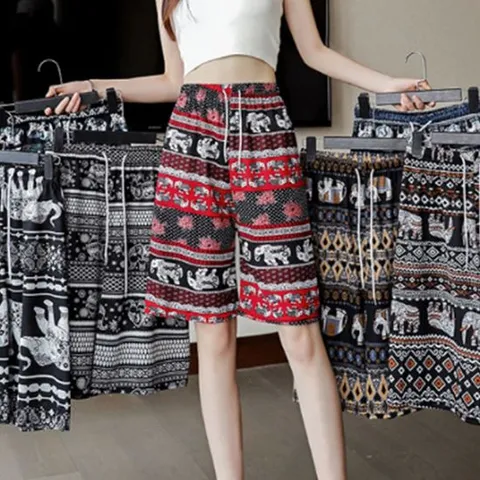 동남아 태국 검정색 고무줄 여름바지 여행 휴양지