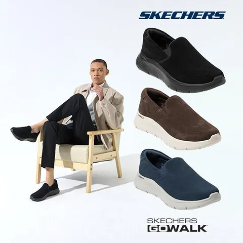 스케쳐스 남성 소가죽 고워크 플렉스 슬립온