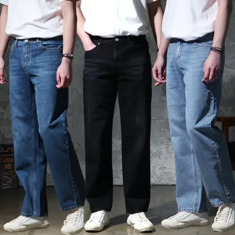[지기핏] 3단 기장선택 트랜디 와이드핏 5컬러 남자청바지