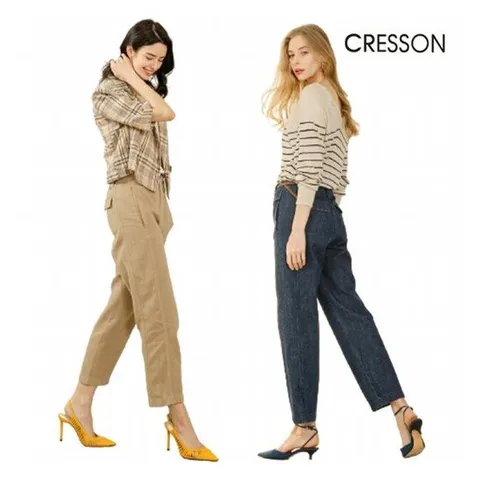 [크레송]크레송_여성 린넨 블렌디드 배기핏 데님팬츠 2종 택1 C2
