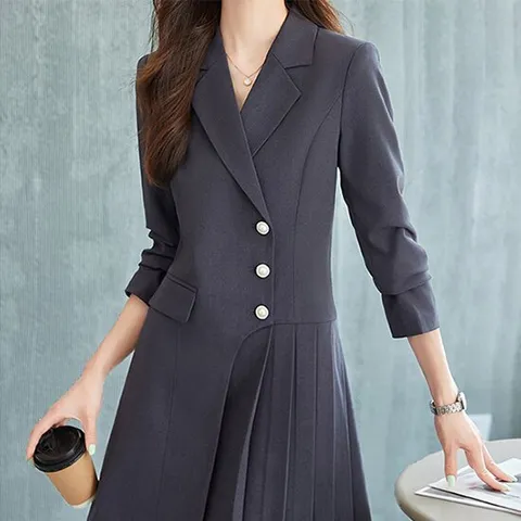 [클리어런스 세일] 유니크 언밸런스 더블정장 원피스 E17DE5