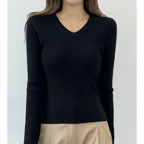 [MADE] 글래머한 실루엣 연출 브이넥 페리 니트 (4color)