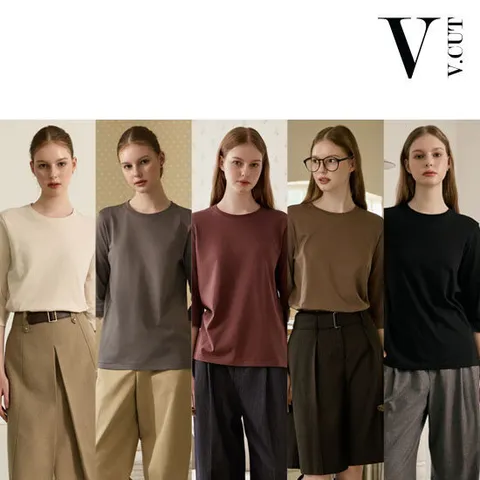 [브이컷] 튜블러 7부 티셔츠 5종