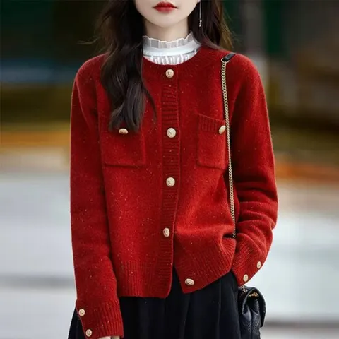 [이쁘다] 레토 금장 펄 니트 가디건