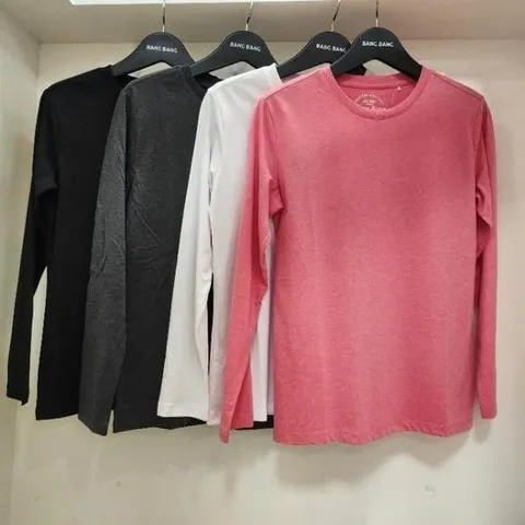 뱅뱅 HC15 뱅뱅 여성 봄 가을 얇은 무지 면 라운드 티셔츠 NTZ251