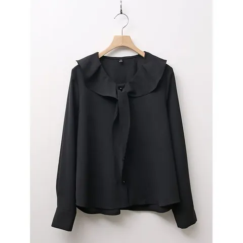 [샵앤]여성 리본 둥근 카라 정장 데일리 긴팔 블라우스 REI-WBL-3885-블랙