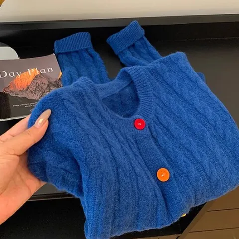 [아리엘스타일]귀염캐주얼 포인트룩 로로블루가디건