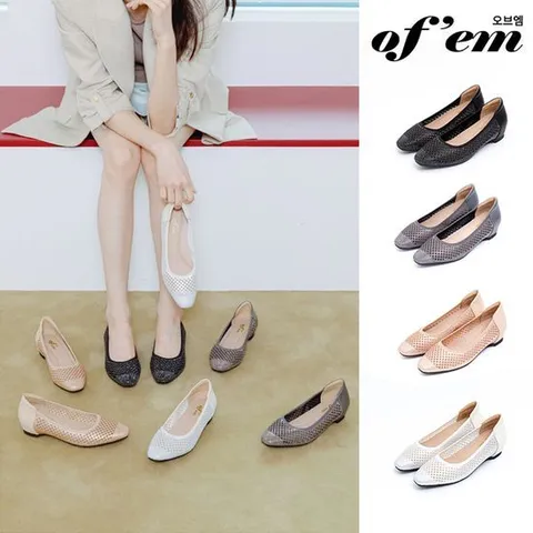 [오브엠] 여성 쥬얼메쉬 플랫슈즈