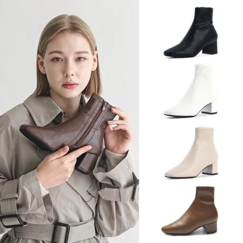 올리 스퀘어 스판 앵클부츠