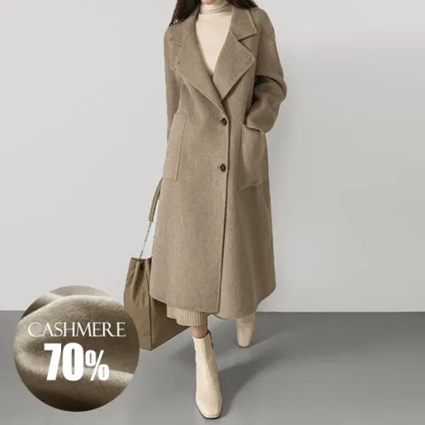 이쁘다 프리미엄 [시즌오프*빠른배송] 리센 캐시미어 핸드메이드 롱코트