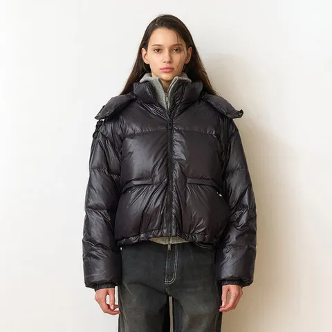 여성 덕다운 후드 디테쳐블 크롭 푸퍼패딩_100(10490-113-812-49