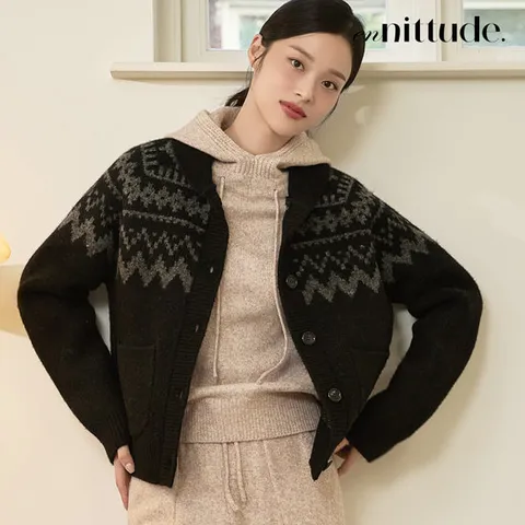 엔니튜드 울 블렌드 노르딕 니트 재킷