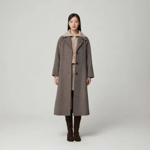 플라스틱아일랜드  (PQ4HC081) 싱글 롱 반핸드메이드 코트