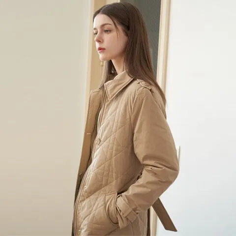 르오트 클래식 트렌치 퀼팅 코트