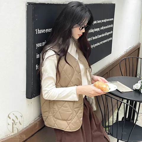 [시노코] 다이아 누빔 경량 베스트 4컬러 M-XL WD24V402 안감누빔