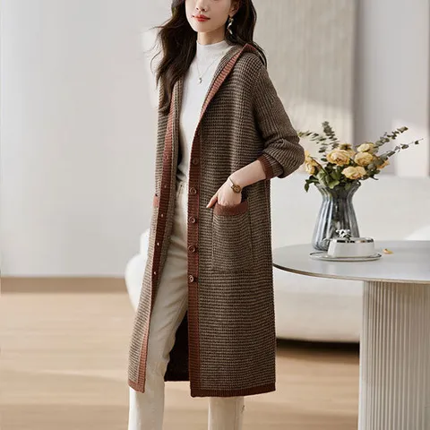 [코코에보니]후드롱가디건니트코트/KHD-607