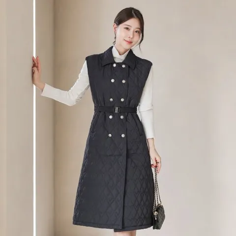 [오브리에] (4온스) 하와 레이어드 퀄팅 패딩 원피스