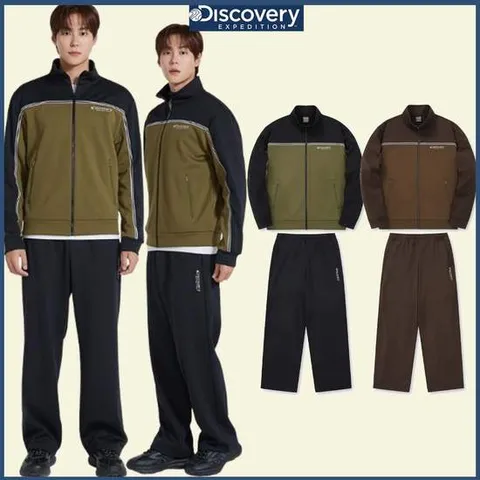 디스커버리 겨울 할인 남성 기모 컬러블럭 자켓/팬츠 트레이닝세트 DMTR63046,DMTP63046 DONGTAN
