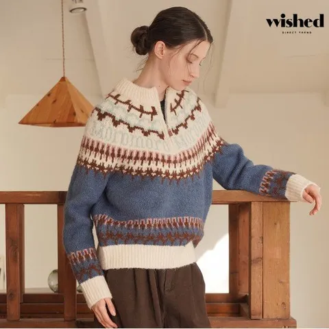 [위시드]노르딕 반집업 울 니트 (WIBDNT026)