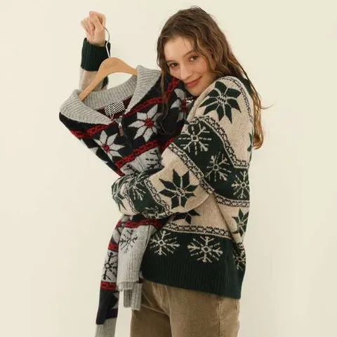 [피그먼트]눈꽃자카드집업 니트(PBD11W-NCDW017)