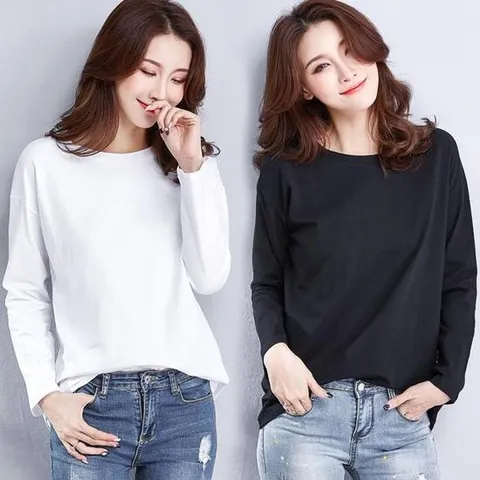 기본 루즈핏 코디 라운드 브이넥 데일리 여성 티셔츠