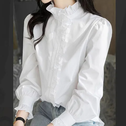 [리블리크]힐리 하이넥 셔링 블라우스_RD3BL029