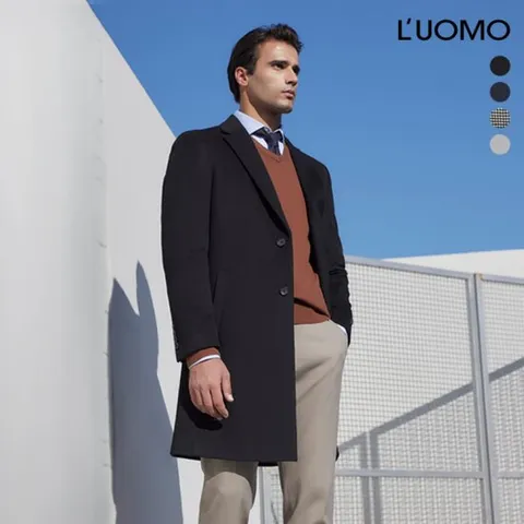 워모 남성 울 캐시미어 블렌딩 패디드 체스터코트