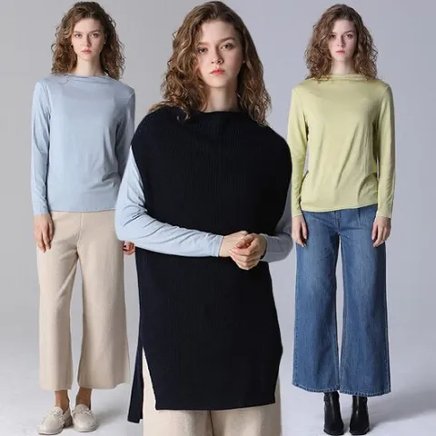 르오트 소프트 니트 롱 베스트1+티블라우스2 3종세트