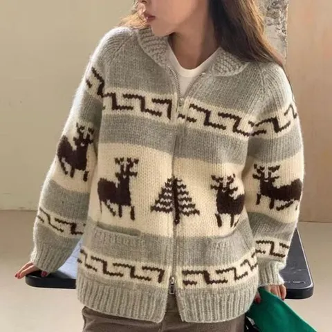 따뜻한 도톰 노르딕 가디건