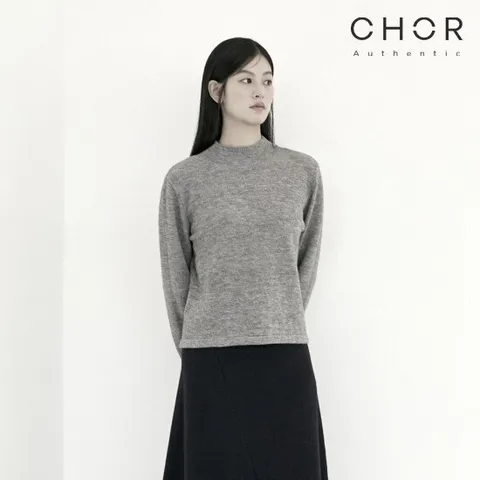 코어 어센틱 크롭 모크넥 니트 1종 (그레이)