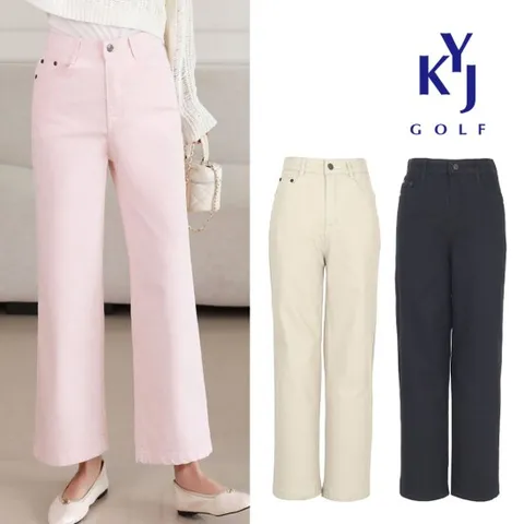 봄여름 일자 세미 와이드 면스판 뒷밴딩 여성 골프바지 DPSLSL41