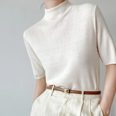 [스윗트리]간절기 봄 반목폴라 기본 니트 티셔츠(j0954)
