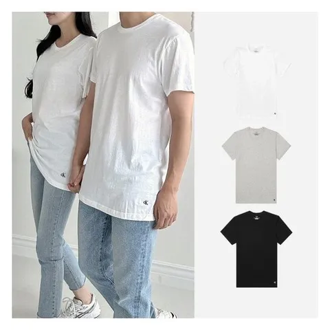 [캘빈클라인]캘빈클라인 CK 남여공용 레귤러핏 무지 반팔 티셔츠