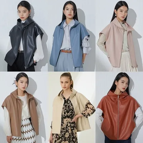 [리오벨] faux 레더  케이프 자켓