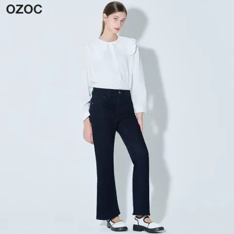 오조크 원워싱 세미부츠컷 데님팬츠