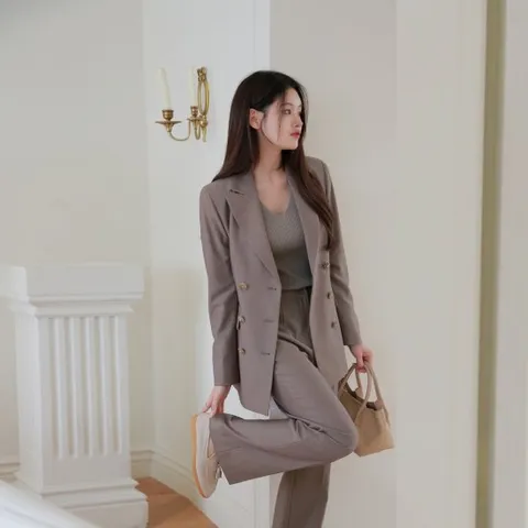 [르포엠]무븐 수트 셋업 3종 재킷 탑 팬츠