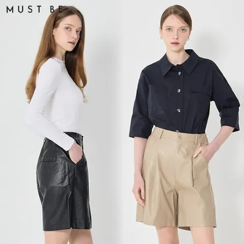 머스트비 페이크 레더 5부 팬츠