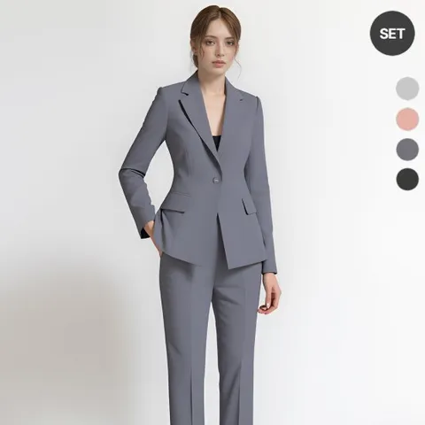 SET 여성 원버튼 덴저i 여름  정장 자켓+팬츠 세트