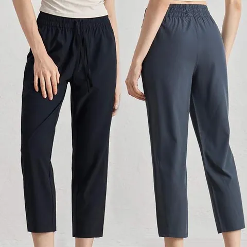 2장세트 제이케이 여성 여름 루즈핏 배기 냉감 나일론 밴딩 쿨스판 8부 9부 일자바지
