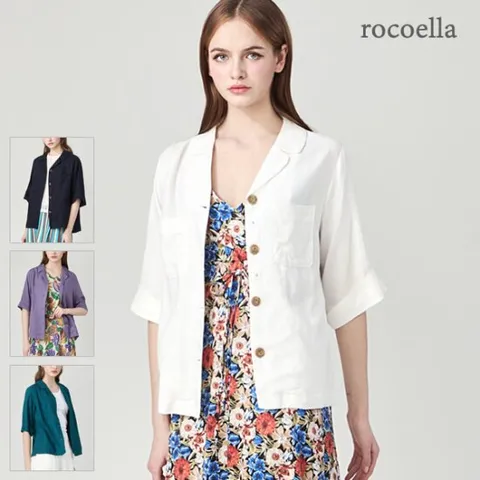 로코엘라 르뚜아 프렌치 린넨 블렌디드 썸머 여성 셔츠 자켓