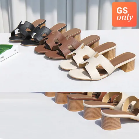 [GS단독/주문폭주] 모리즈 베이직 우드청키굽 뮬 슬리퍼(4cm)