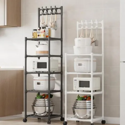 다용도 이동식 철제 선반 무볼트 조립식 주방 보조 앵글 정리대 랙 수납장 트롤리