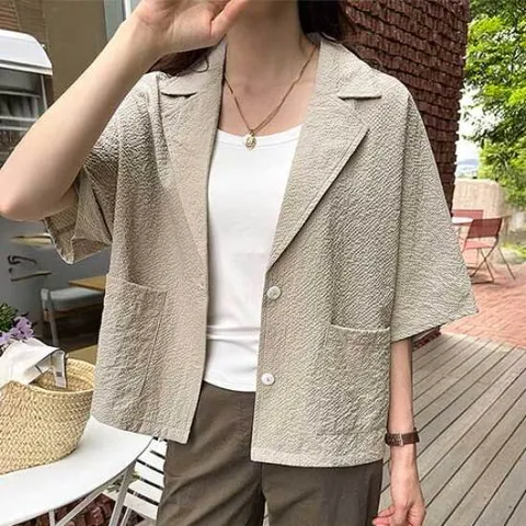 [조아맘] 아주르 시어서커 자켓